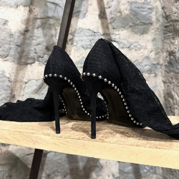 Alexander Wang Black Lyra Over the Knee Lace Studded Boots - Picture 11 of 15